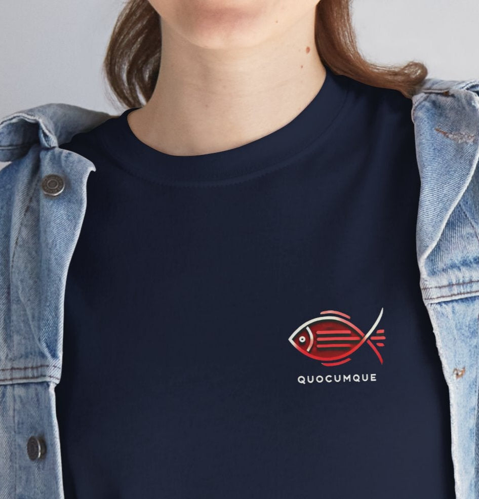 T-shirt Quocumque, Île de La Réunion, Poisson Stylisé, Confort Coton, Elégant, Souvenir Unique, Cadeau, Unisexe, Esprit Voyageur, Créole, Bourbon