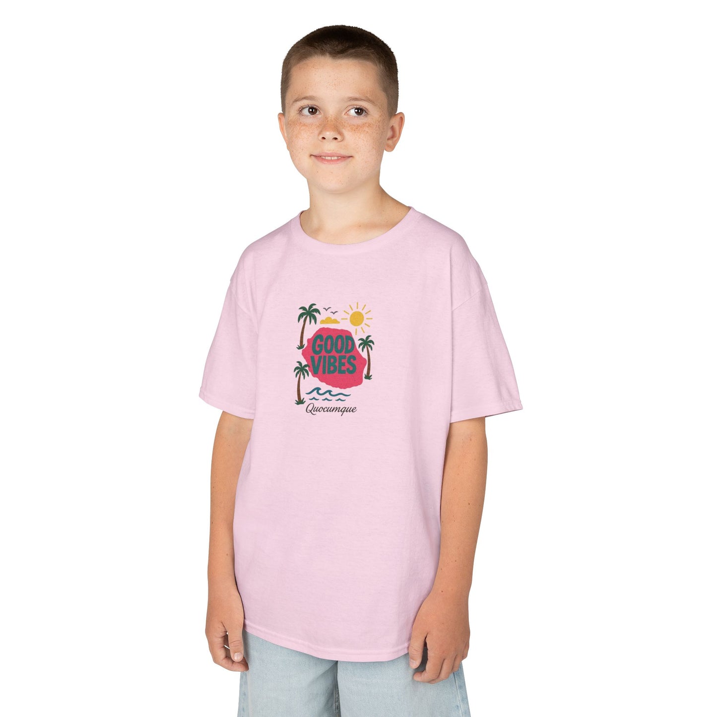 T-shirt "974 Good Vibes"", Île de La Réunion, Douceur Coton, Pour les enfants de 5-6 ans( Taille XS), Pour les 7-8 ans( taille S), Pour les 9-10 ans( taille M), Pour les 11-12 ans( taille L), Pour les 13-14 ans( taille XLS)