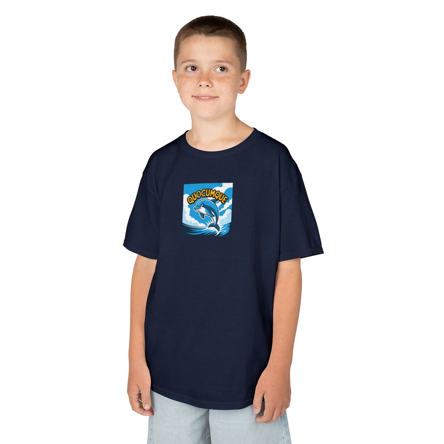 T-shirt Quocumque, Dauphin, Mammifère Marin, Douceur Coton, Pour les enfants de 5-6 ans( Taille XS), Pour les 7-8 ans( taille S), Pour les 9-10 ans( taille M), Pour les 11-12 ans( taille L), Pour les 13-14 ans( taille XL)