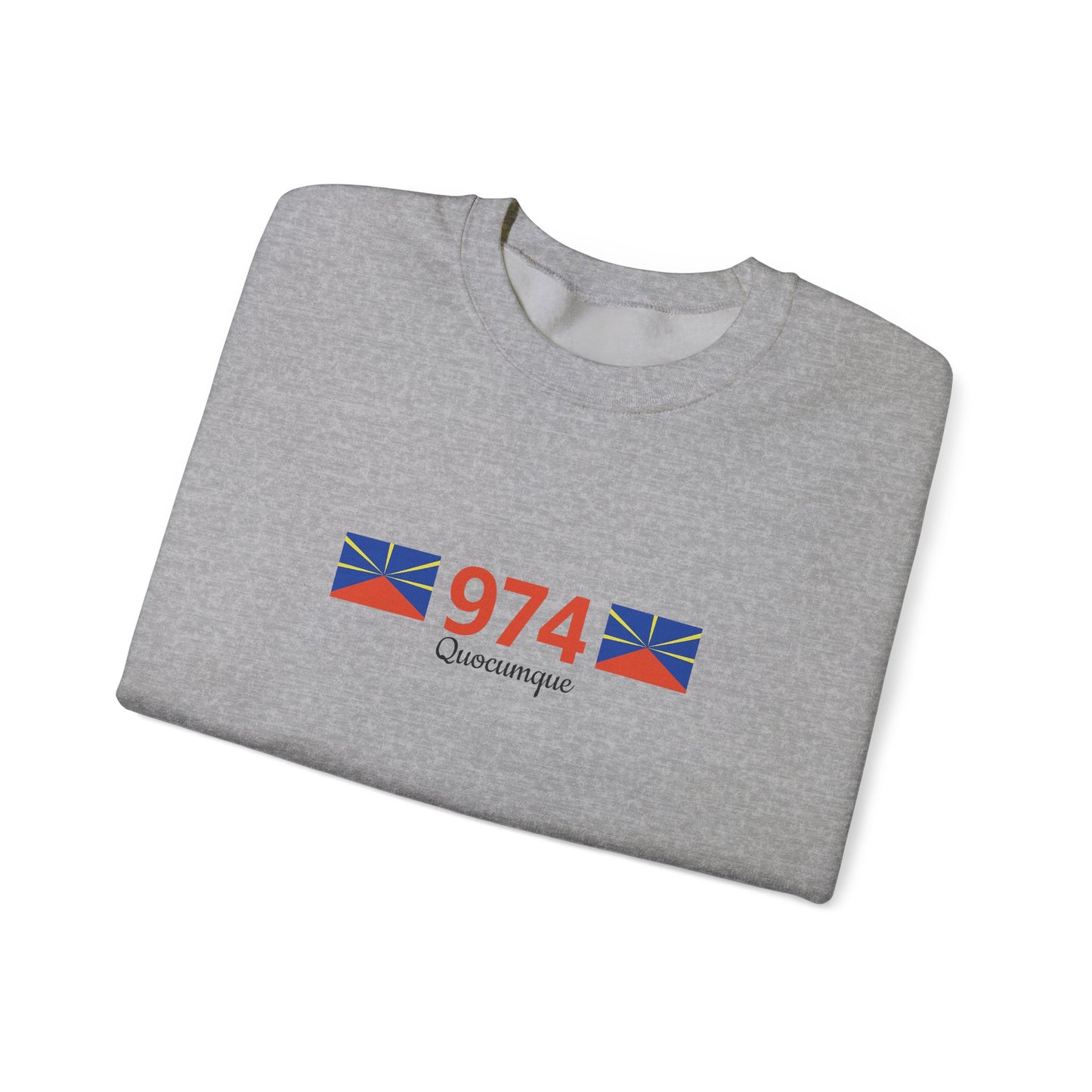 Sweat Quocumque "974", Exotique, Destination Île De La Réunion, Adulte, Homme, Femme, Sportive, Sportif, Décontracté, Drapeau Régional