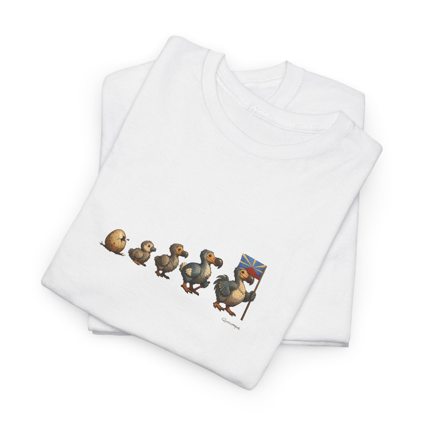 T-shirt Quocumque, " Dodo Evolution ", Île de La Réunion, Confort Coton, Elégant, Souvenir Unique, Cadeau, Unisexe, Esprit Voyageur, Créole, Bourbon