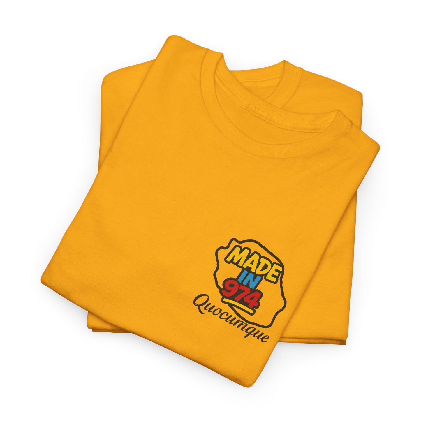 T-shirt "Made in 974", Exotisme, Destination Île de La Réunion, Confort Coton, Sobre, Elégant, Souvenir Unique, Cadeau, Unisexe, Esprit Voyageur