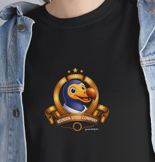 T-shirt Quocumque, " Dodo Cinéma", Île de La Réunion, Confort Coton, Elégant, Souvenir Unique, Cadeau, Unisexe, Esprit Voyageur, Créole, Bourbon