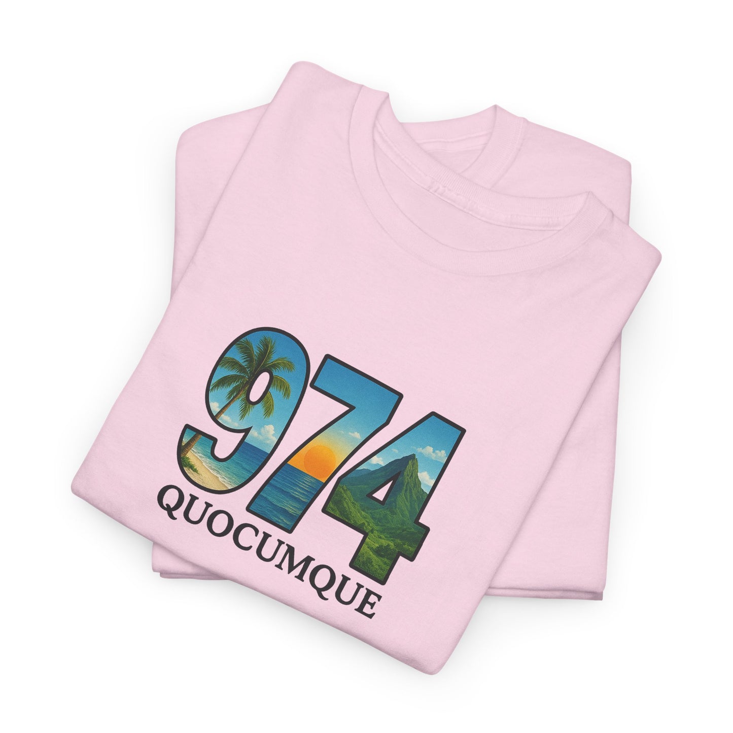 T-shirt "974", Île de La Réunion, Confort Coton, Sobre, Elégant, Souvenir Unique, Cadeau, Unisexe, Esprit Voyageur