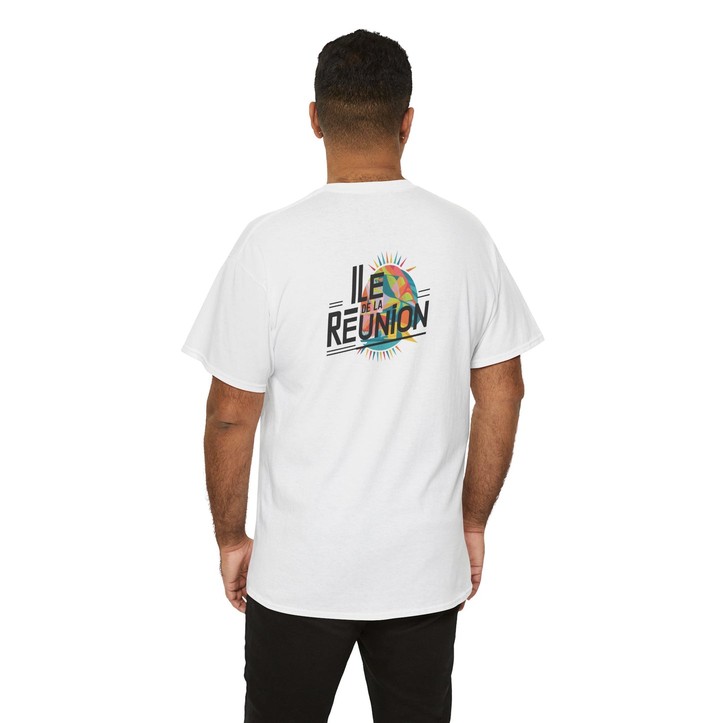 T-shirt "Île de La Réunion", Confort Coton, Sobre, Elégant, Souvenir Unique, Cadeau, Unisexe, Esprit Voyageur, Adulte
