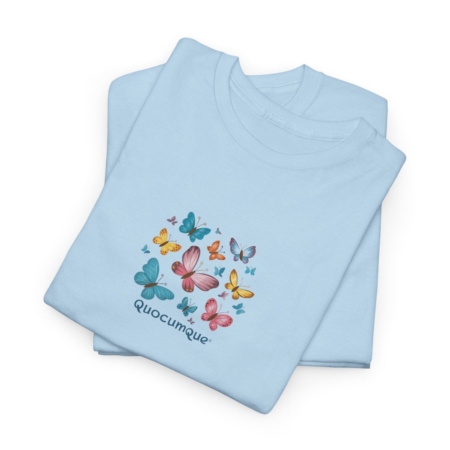 T-shirt Quocumque "Papillons", Légèreté, Les Beaux Jours, Confort Coton, Sobre, Elégant, Souvenir Unique, Cadeau, Unisexe, Esprit Voyageur