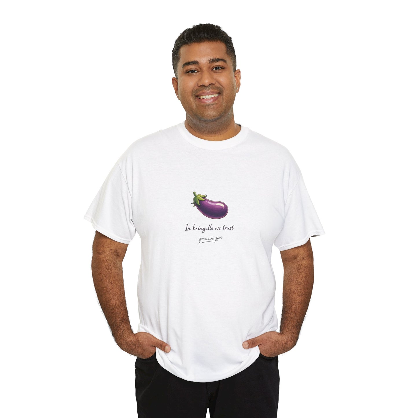 T-shirt Quocumque "Bringelle", Confort Coton, Sobre, Elégant, Souvenir Unique, Cadeau, Unisexe, Esprit Voyageur, Adulte, Espace