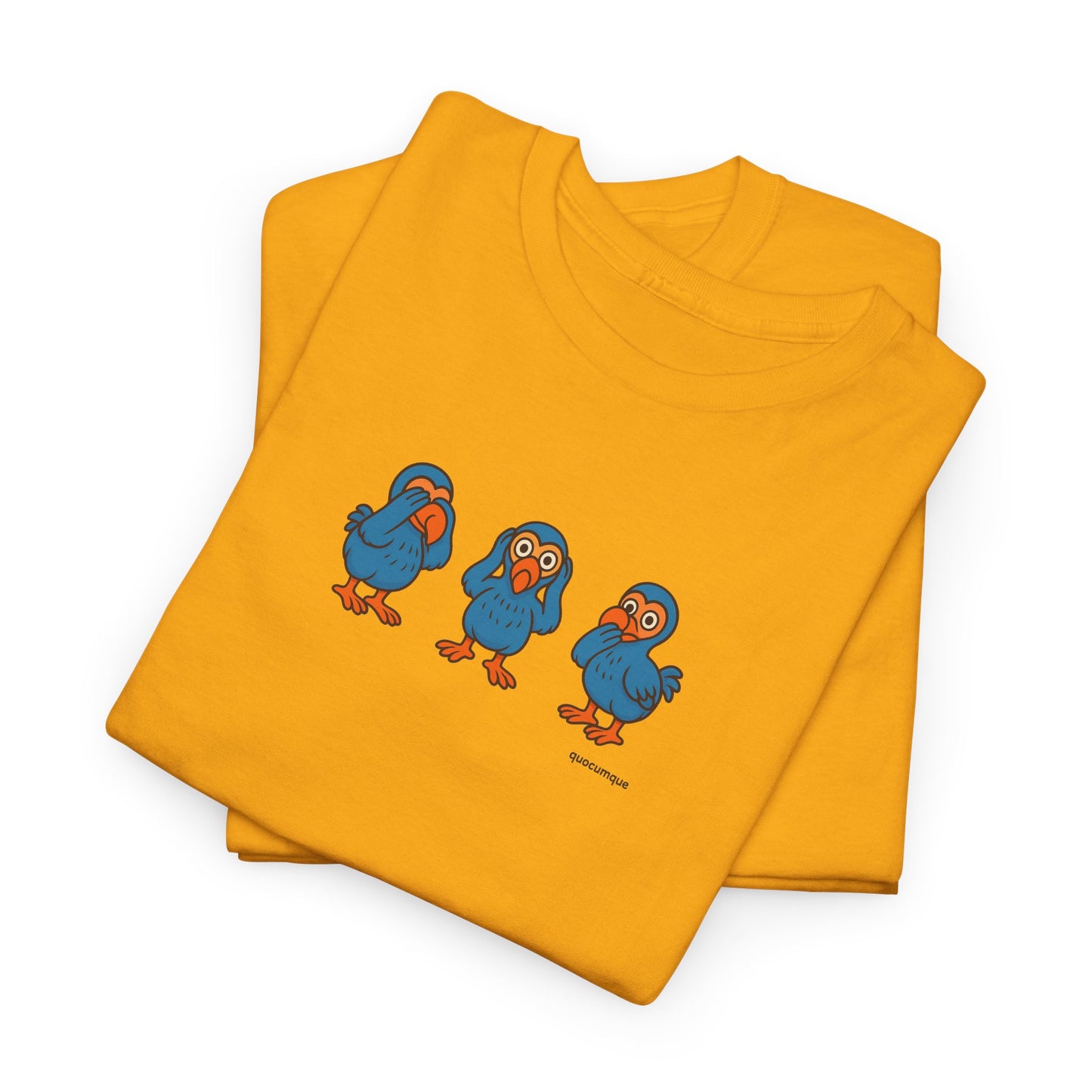 T-shirt Quocumque, "3 Dodos de la Sagesse", Confort, Souvenir Unique, Cadeau, Unisexe, Délicatesse, Homme, Femme, Adulte, Sportif, Liberté, Détente