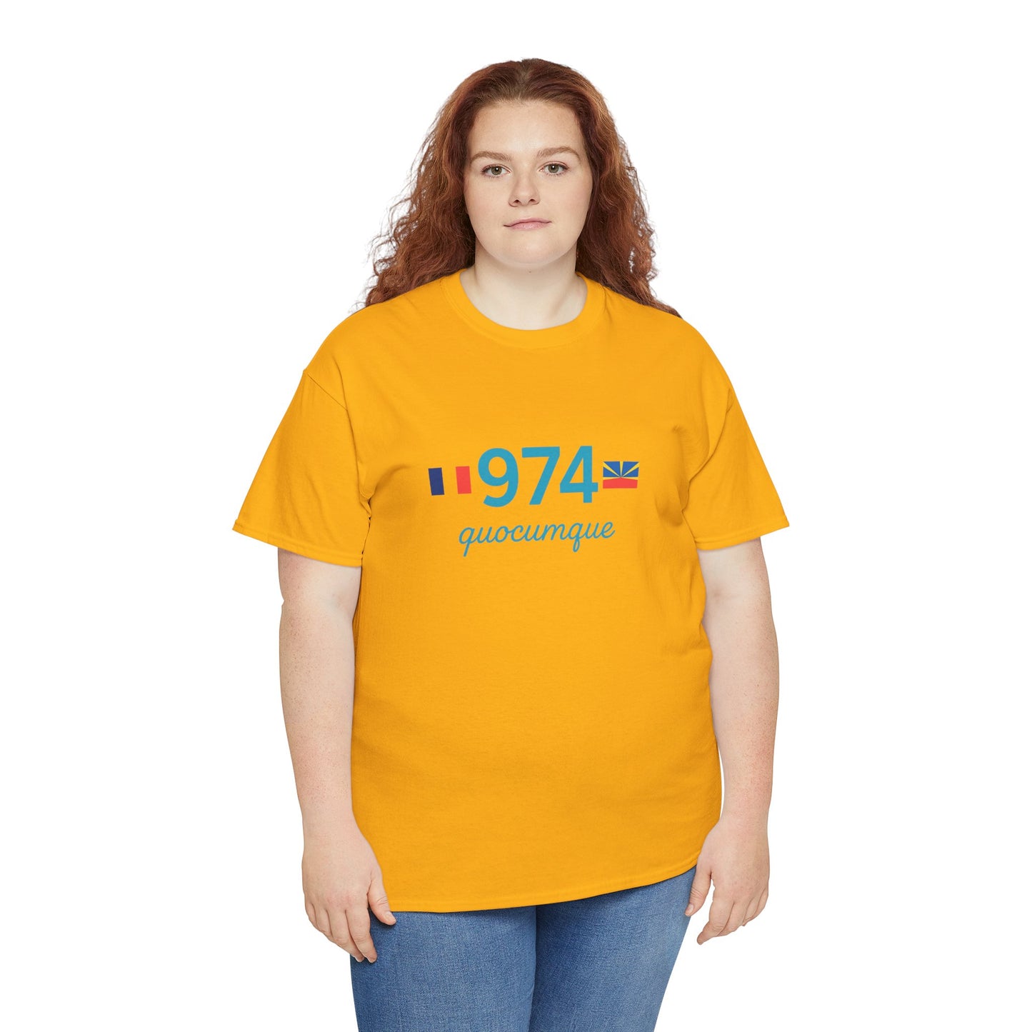 T-shirt "974 Drapeaux", Île de La Réunion, Confort Coton, Sobre, Elégant, Souvenir Unique, Cadeau, Unisexe, Esprit Voyageur