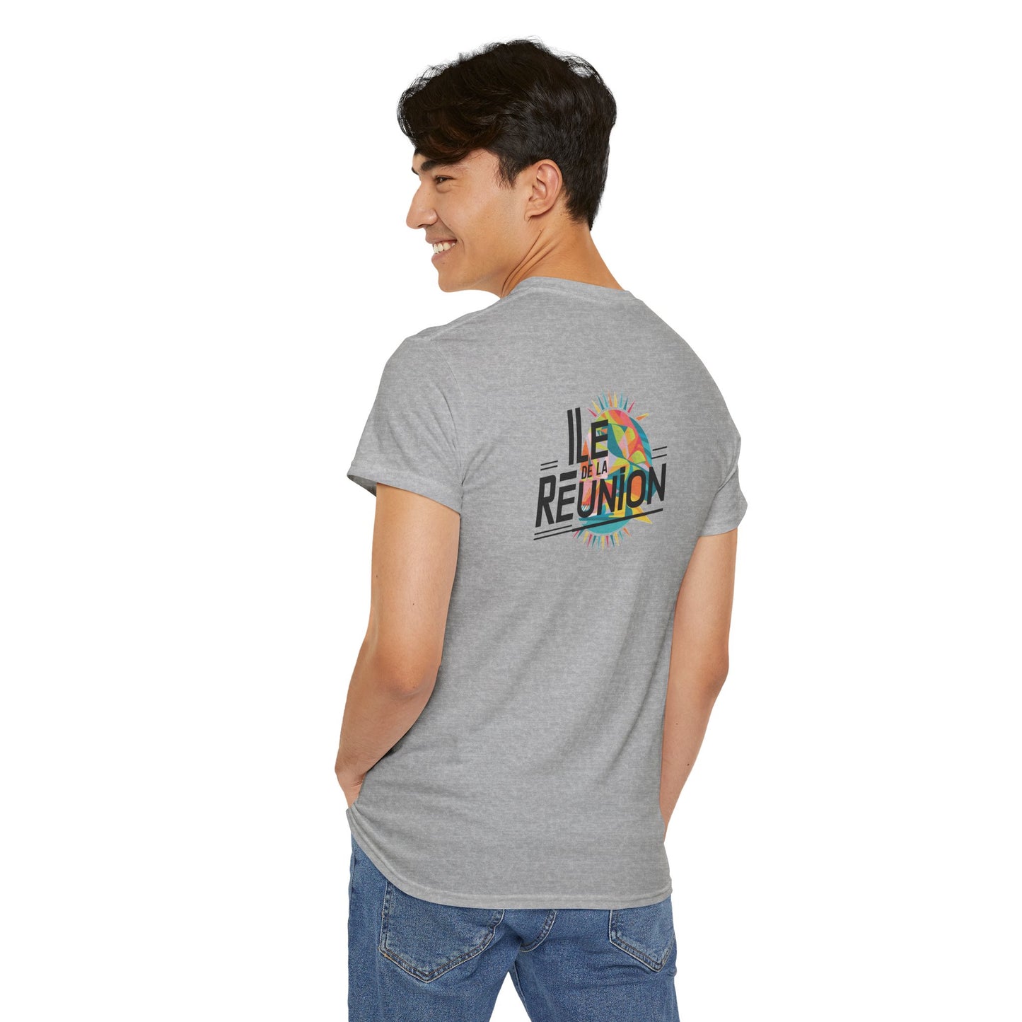 T-shirt "Île de La Réunion", Confort Coton, Sobre, Elégant, Souvenir Unique, Cadeau, Unisexe, Esprit Voyageur, Adulte