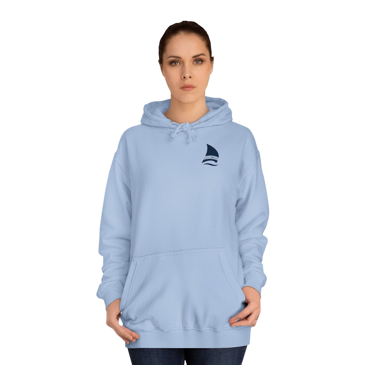 Sweat à Capuche pour Adulte QUOCUMQUE "Voile", Hoodie, Unisexe, Élégance, Sobriété, Marin, Homme, Femme, Grand Large, Mer, Océan, Régate