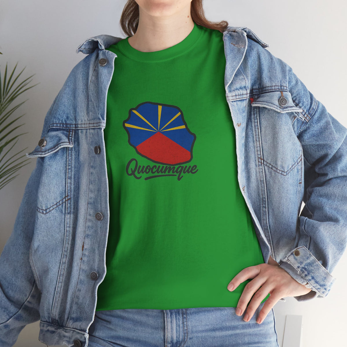 T-shirt "Drapeau Pays", Exotisme, Destination Île de La Réunion, Confort Coton, Sobre, Elégant, Souvenir Unique, Cadeau, Unisexe, Esprit Voyageur