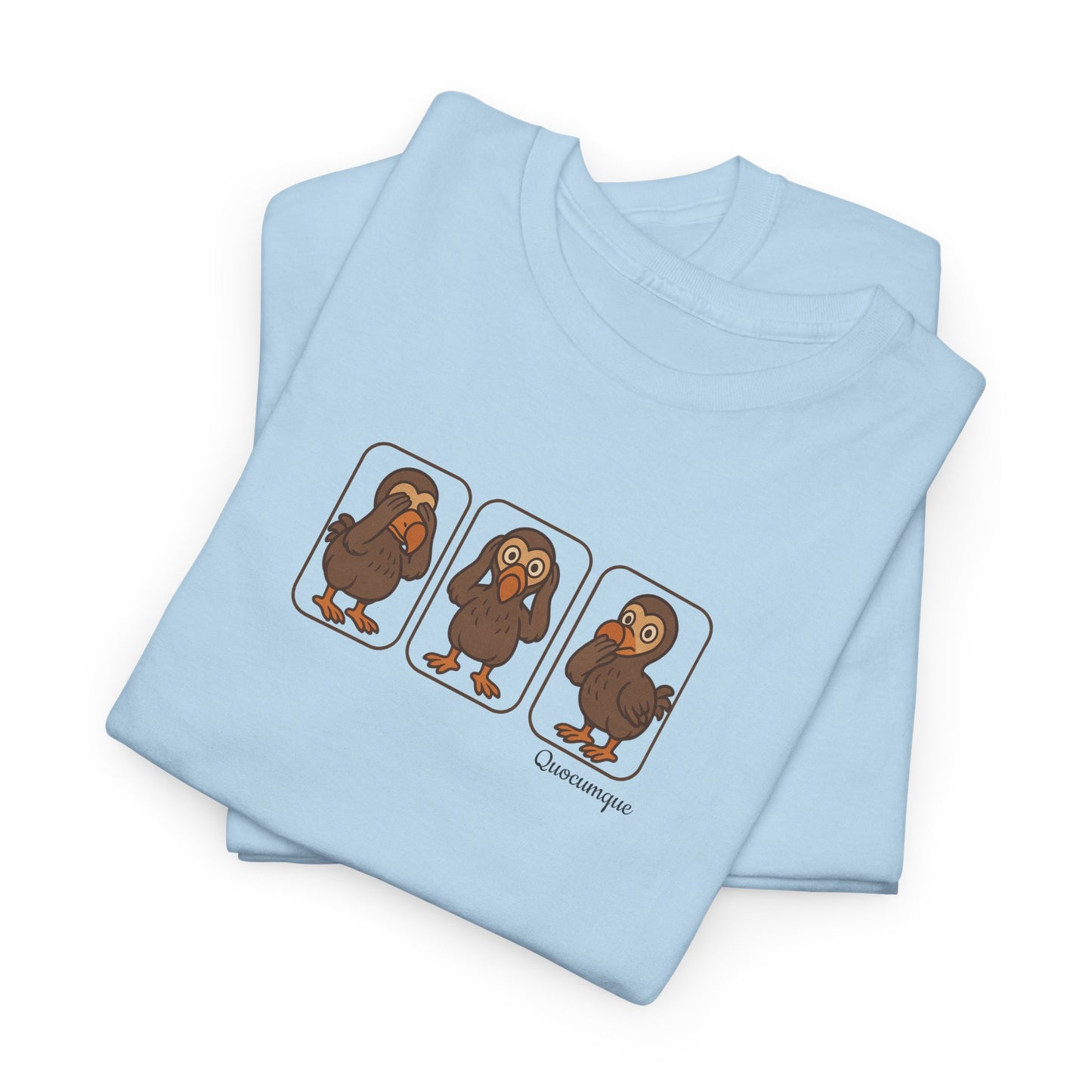 T-shirt Quocumque, "3 Dodos de la Sagesse", Confort, Souvenir Unique, Cadeau, Unisexe, Délicatesse, Homme, Femme, Adulte, Sportif, Liberté, Détente