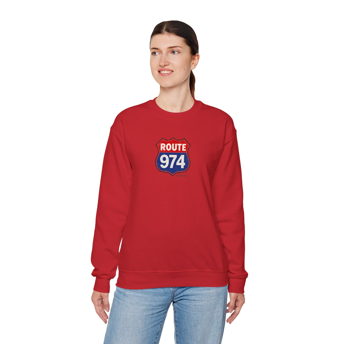 Sweat Quocumque "Route 974", Exotique, Destination Île De La Réunion, Adulte, Homme, Femme, Sportive, Sportif, Décontracté, Drapeau Régional