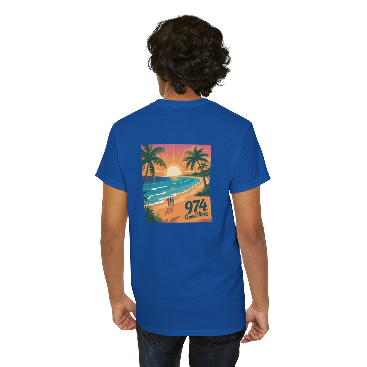 T-shirt "Good Vibes", Île de La Réunion, Confort Coton, Sobre, Elégant, Souvenir Unique, Cadeau, Unisexe, Esprit Voyageur, Adulte