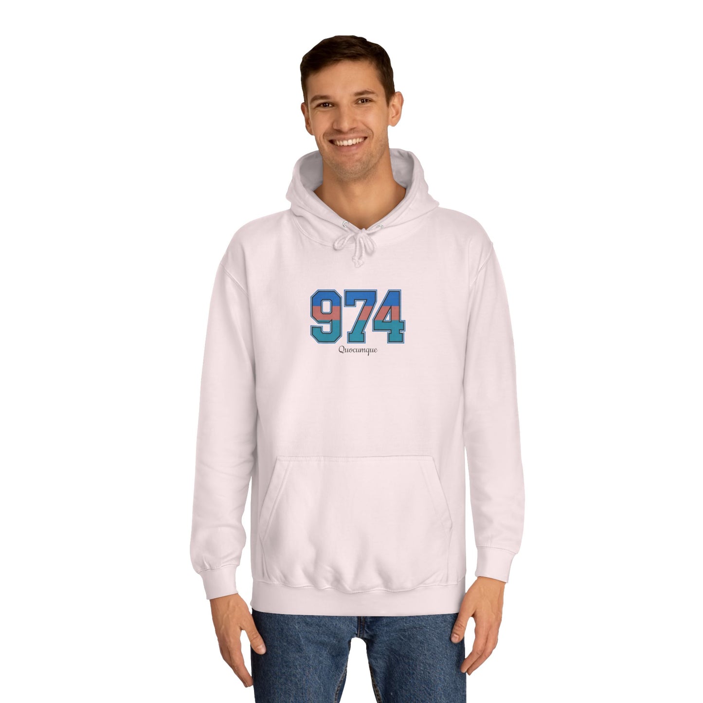Sweat à Capuche "974" pour Adulte, Hoodie, Unisexe, Élégance, Sobriété, Homme, Femme, Indicatif Réunion, Drapeau Local