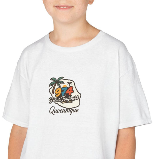 T-shirt "974 Pour Toujours", Île de La Réunion, Douceur Coton, Pour les enfants de 5-6 ans( Taille XS), Pour les 7-8 ans( taille S), Pour les 9-10 ans( taille M), Pour les 11-12 ans( taille L), Pour les 13-14 ans( taille XLS)