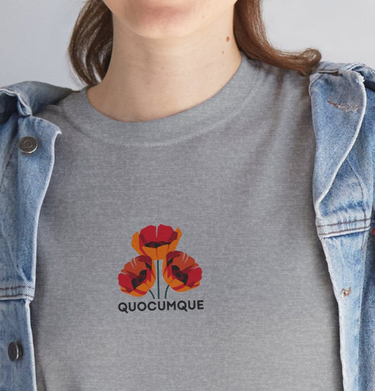 T-shirt Quocumque Coquelicots, Fleurs des Champs, Rouge Eclatant, Confort Coton, Souvenir Unique, Cadeau, Unisexe, Délicatesse, Homme, Femme, Adulte