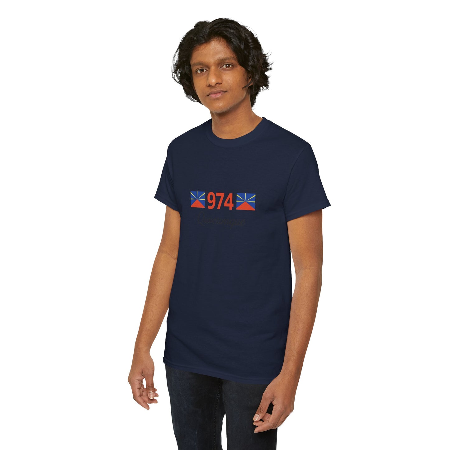 T-shirt "974 Drapeaux", Île de La Réunion, Confort Coton, Sobre, Elégant, Souvenir Unique, Cadeau, Unisexe, Esprit Voyageur