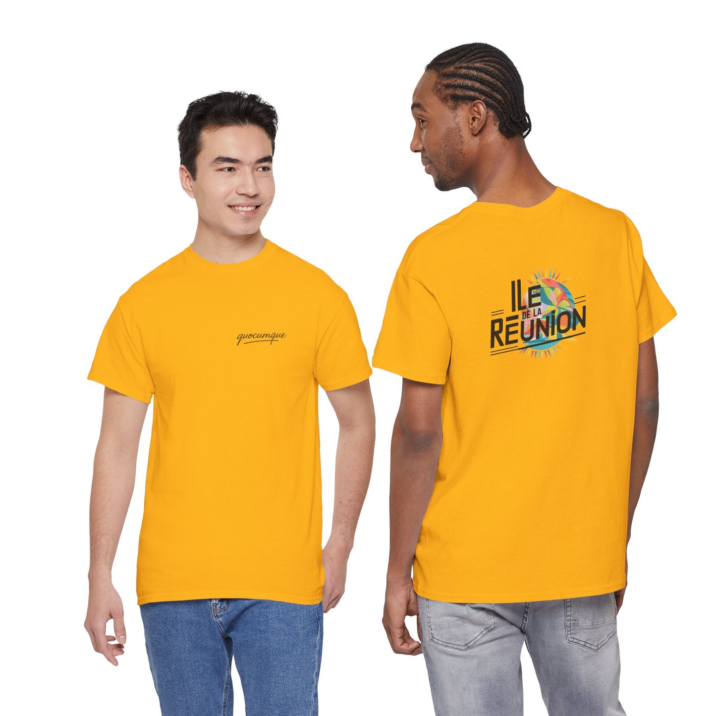 T-shirt "Île de La Réunion", Confort Coton, Sobre, Elégant, Souvenir Unique, Cadeau, Unisexe, Esprit Voyageur, Adulte