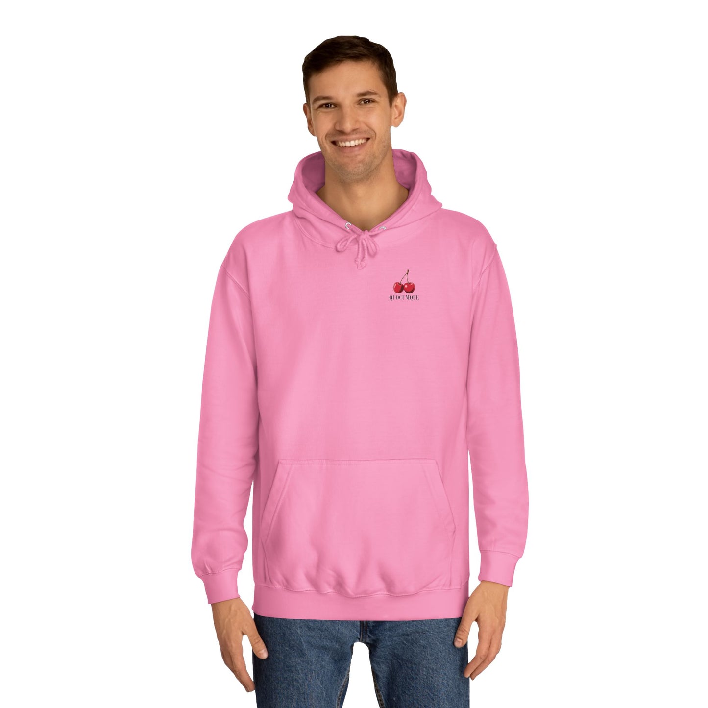 Sweat à Capuche Quocumque "Cerises",  Hoodie, Unisexe, élégance, sobriété, Adulte, Homme, Femme, Sportif, Fruit Rouge