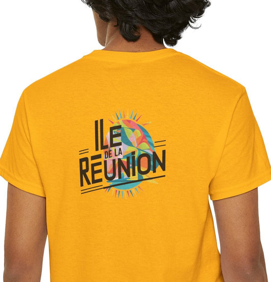 T-shirt "Île de La Réunion", Confort Coton, Sobre, Elégant, Souvenir Unique, Cadeau, Unisexe, Esprit Voyageur, Adulte