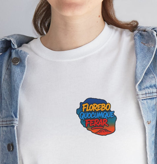 T-shirt Florebo Quocumque Ferar, Île de La Réunion, 974, Confort Coton, Sobre, Elégant, Souvenir Unique, Cadeau, Unisexe, Esprit Voyageur, Adulte