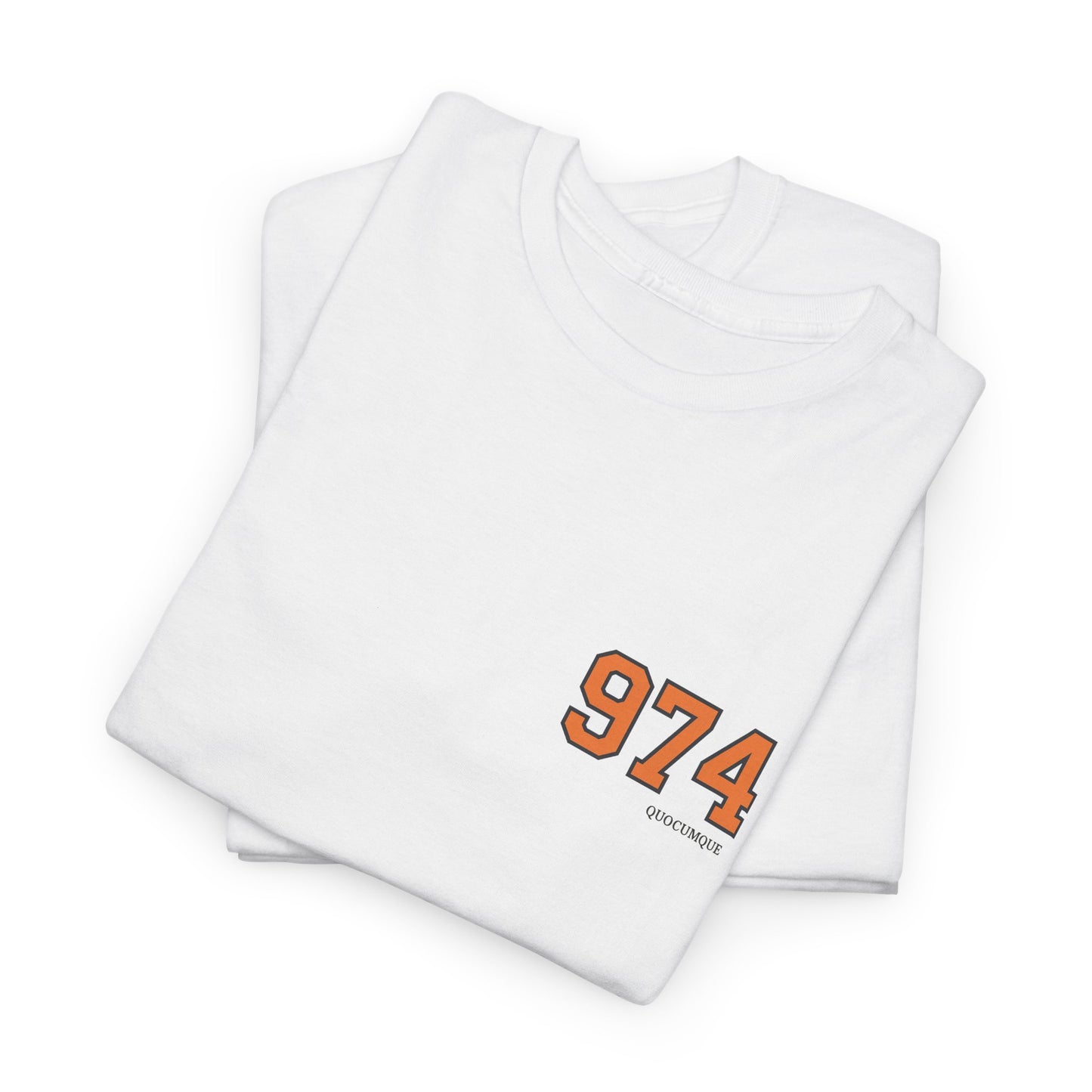 T-shirt " 974 ", Destination Île de La Réunion, Discret, Confort Coton, Sobre, Elégant, Souvenir Unique, Vêtement Adulte, Unisexe, Esprit Voyageur