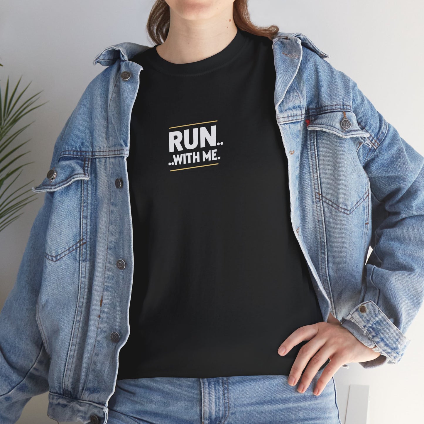 T-shirt Quocumque "RUN With Me", Île de La Réunion, Sobre, Elégant, Souvenir Unique, Cadeau, Unisexe, Esprit Voyageur, Adulte, sportif