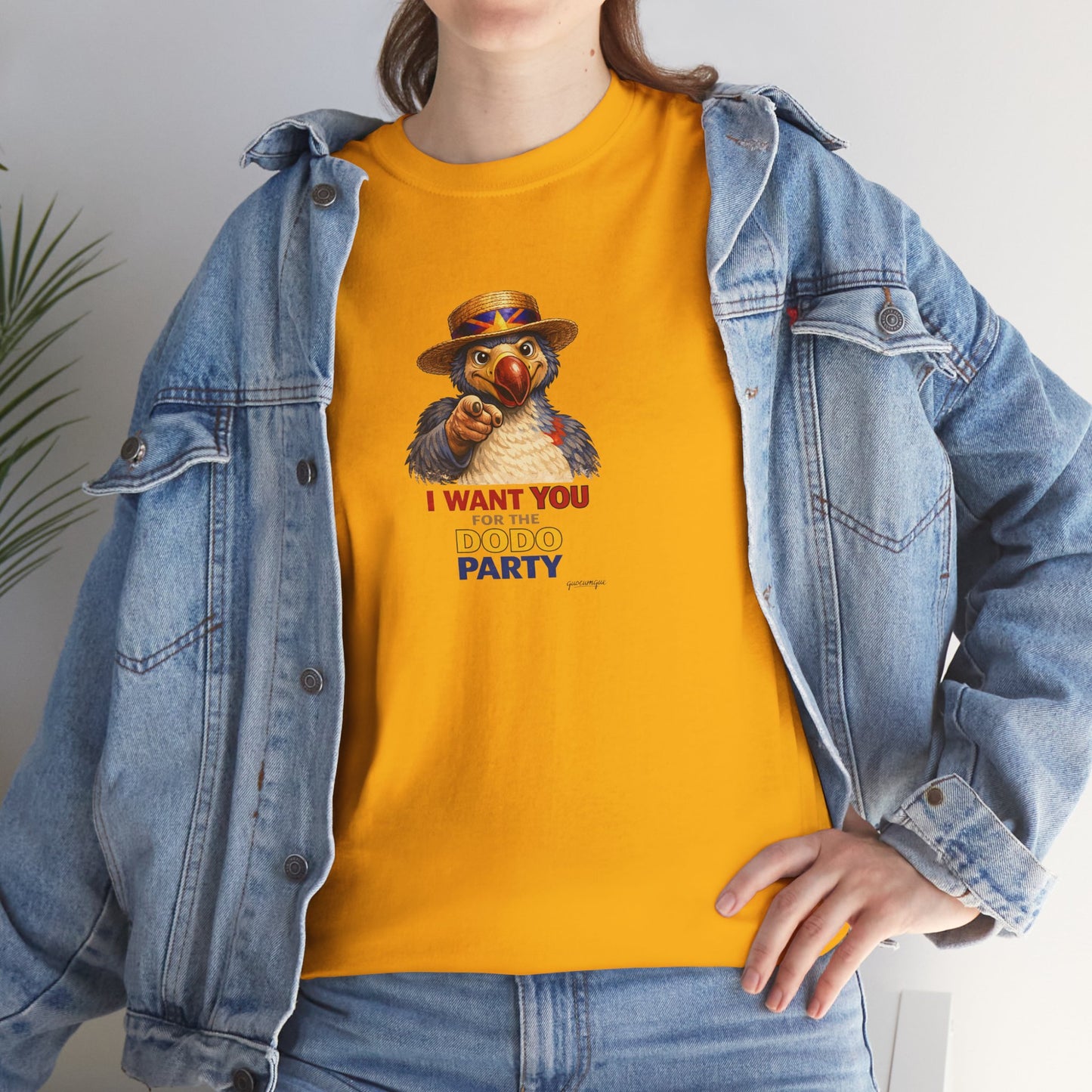 T-shirt Quocumque, " Dodo Party", Confort, Souvenir Unique, Cadeau, Unisexe, Délicatesse, Homme, Femme, Adulte, Sportif, Liberté, Détente