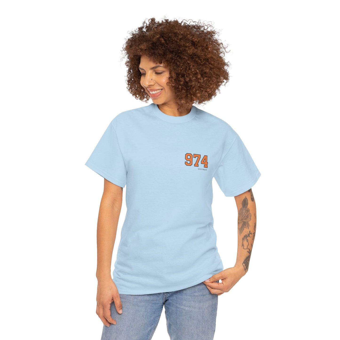 T-shirt " 974 ", Destination Île de La Réunion, Discret, Confort Coton, Sobre, Elégant, Souvenir Unique, Vêtement Adulte, Unisexe, Esprit Voyageur