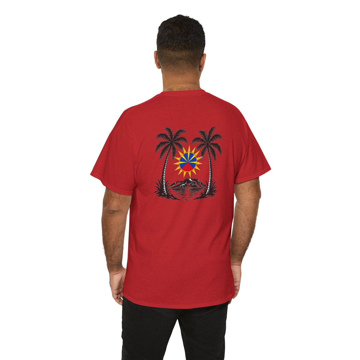 T-shirt " Palmiers", Destination Île de La Réunion, Confort Coton, Sobre, Elégant, Souvenir Unique, Vêtement Adulte, Unisexe, Esprit Voyageur