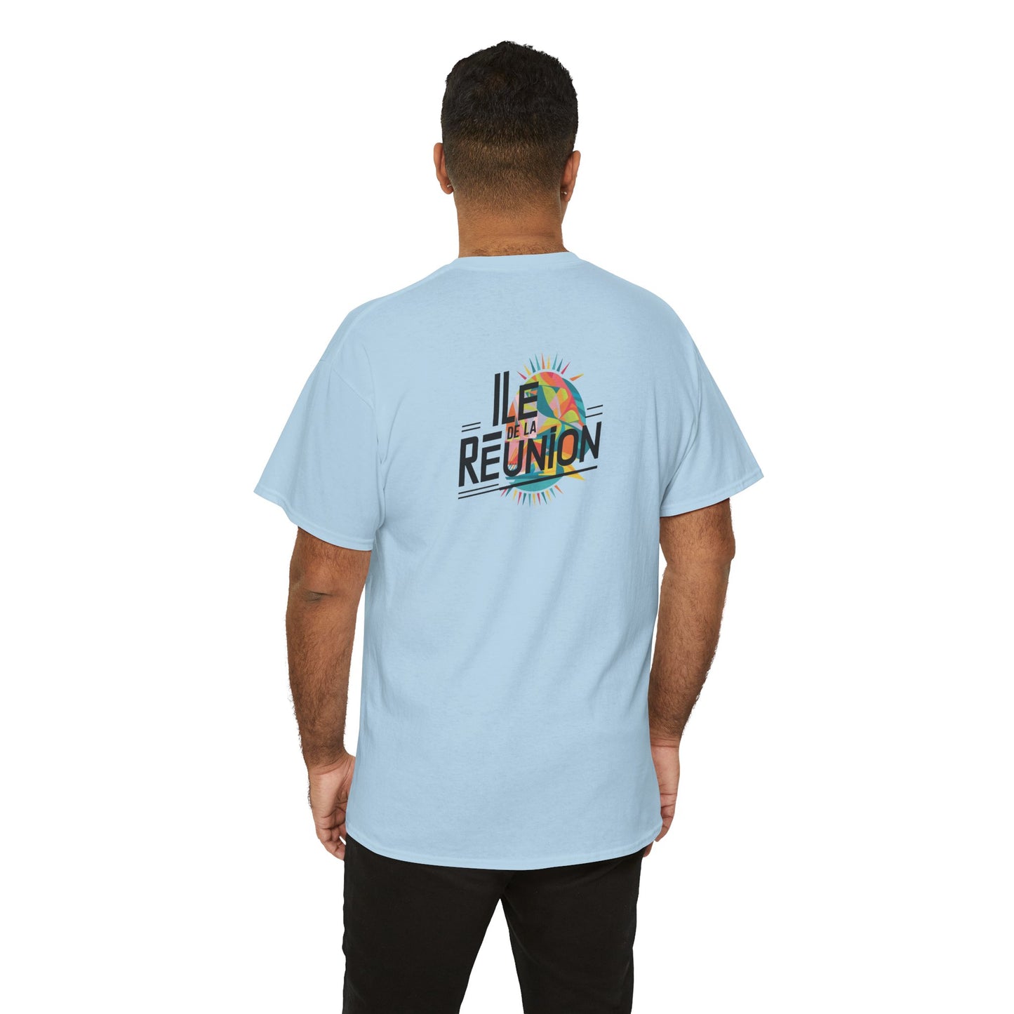 T-shirt "Île de La Réunion", Confort Coton, Sobre, Elégant, Souvenir Unique, Cadeau, Unisexe, Esprit Voyageur, Adulte