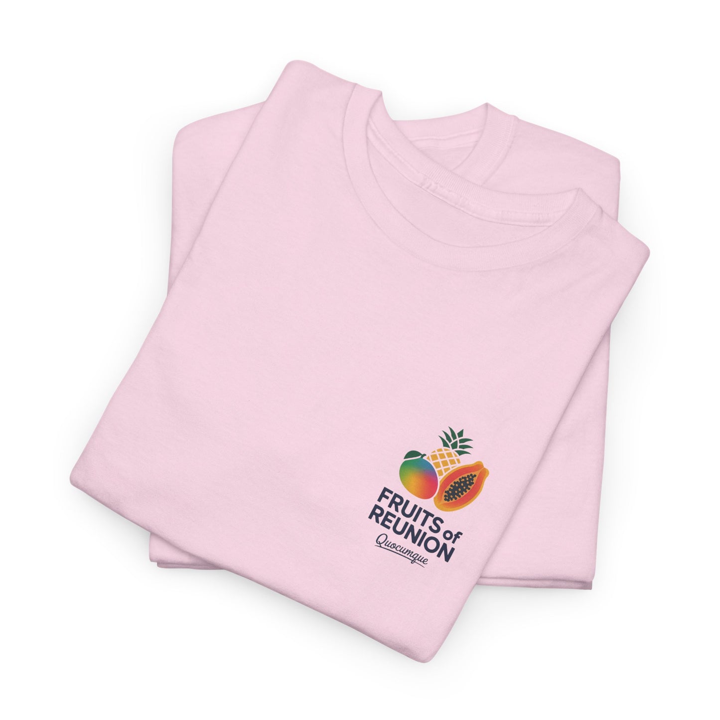 T-shirt "Fruits of Réunion", Île de La Réunion, Confort Coton, Sobre, Elégant, Souvenir Unique, Cadeau, Unisexe, Esprit Voyageur