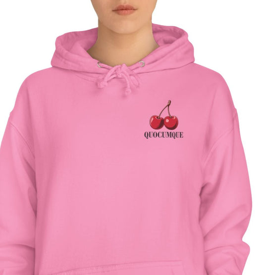 Sweat à Capuche Quocumque "Cerises",  Hoodie, Unisexe, élégance, sobriété, Adulte, Homme, Femme, Sportif, Fruit Rouge