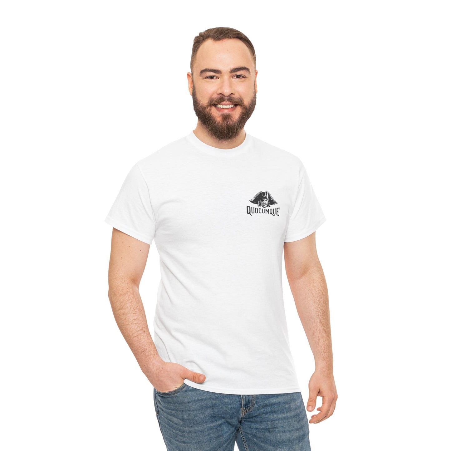 T-shirt Quocumque  "Pirate ", La Réunion, Confort Coton, Sobre, Elégant, Unique, Cadeau, Unisexe, Esprit Voyageur, pour adulte, Homme, Femme