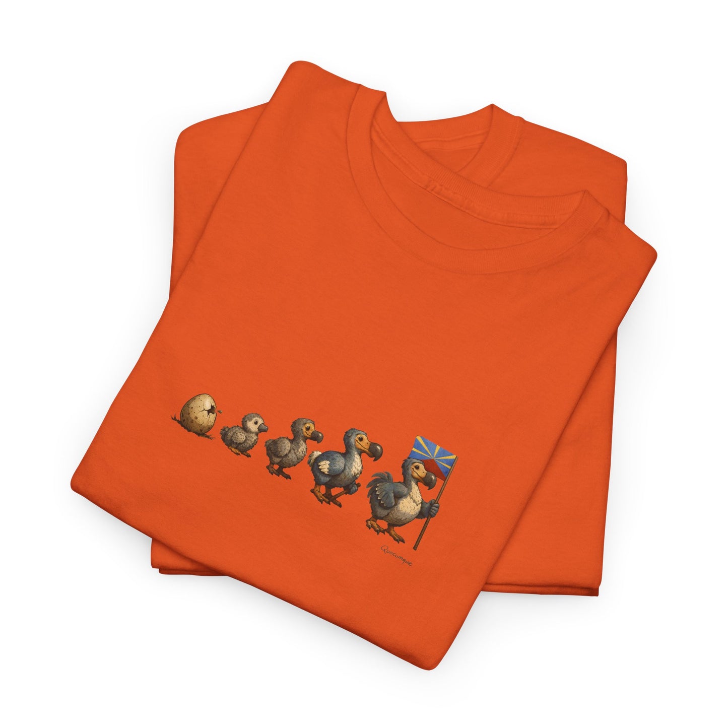 T-shirt Quocumque, " Dodo Evolution ", Île de La Réunion, Confort Coton, Elégant, Souvenir Unique, Cadeau, Unisexe, Esprit Voyageur, Créole, Bourbon