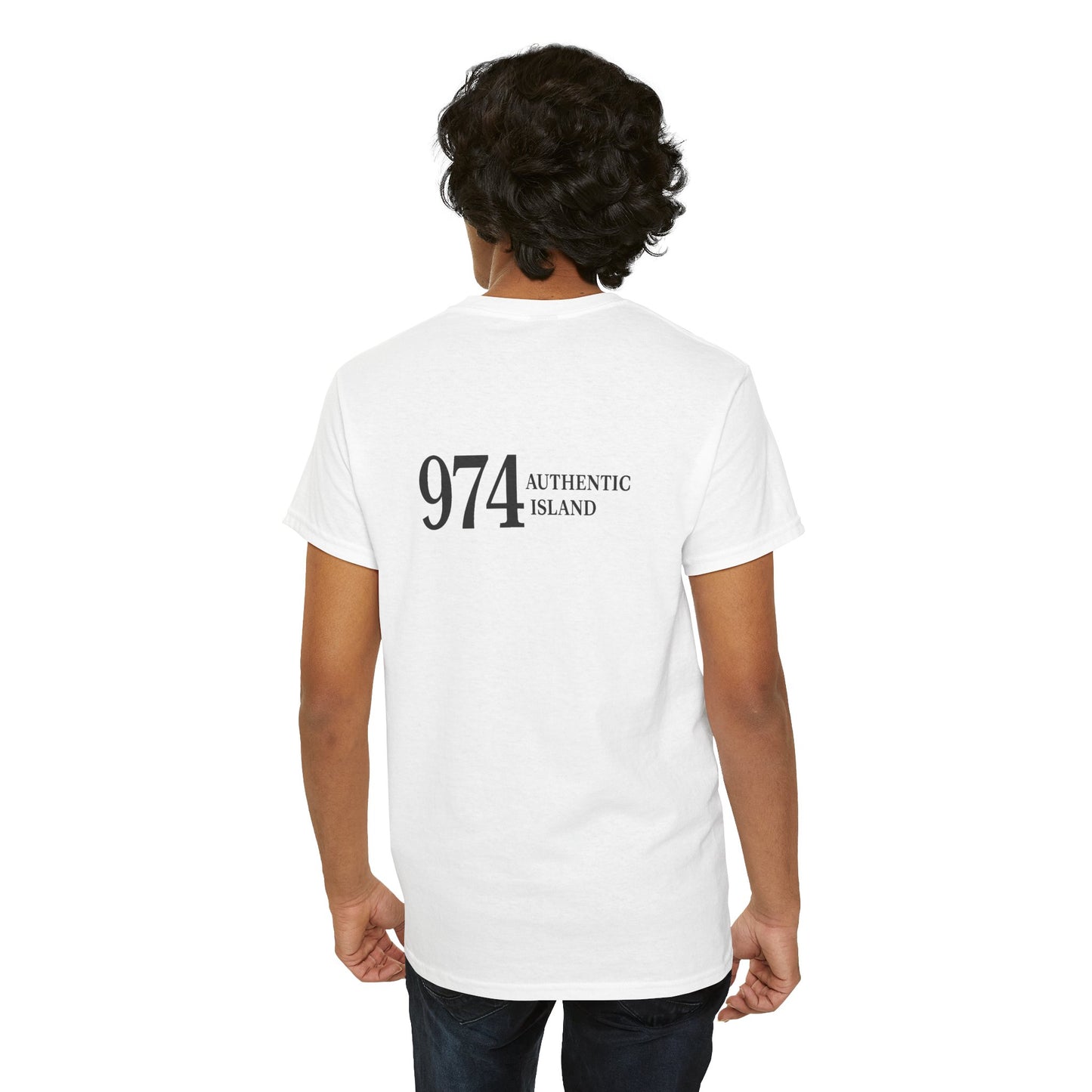 T-shirt "974 Île Authentique", Exotisme, Destination Île de La Réunion, Confort Coton, Sobre, Elégant, Souvenir Unique, Cadeau, Unisexe, Esprit Voyageur