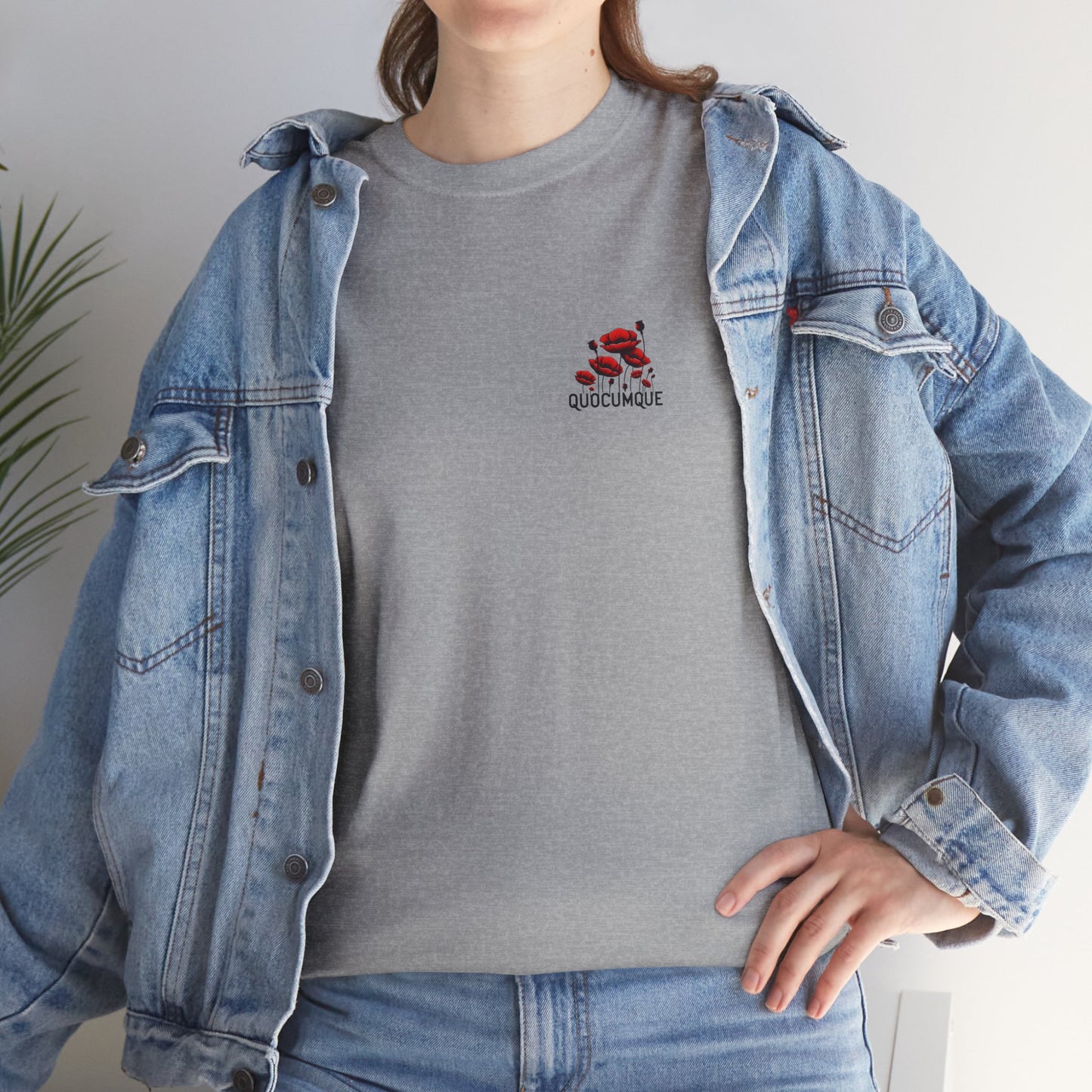 T-shirt Quocumque Coquelicots, Fleurs des Champs, Rouge Eclatant, Confort Coton, Souvenir Unique, Cadeau, Unisexe, Délicatesse, Homme, Femme, Adulte
