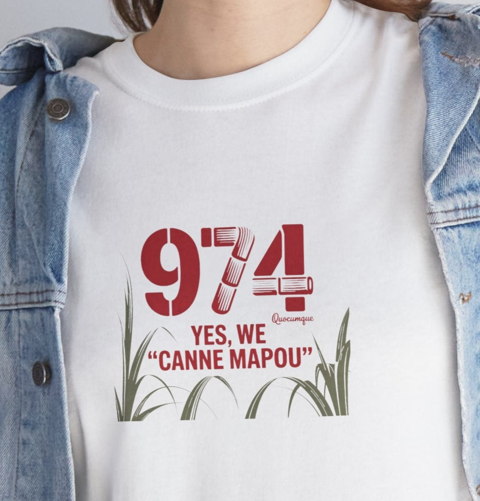 T-Shirt "Canne Mapou", Exotisme, Destination Île de La Réunion, Confort Coton, Sobre, Elégant, Souvenir Unique, Cadeau, Unisexe, Esprit Voyageur