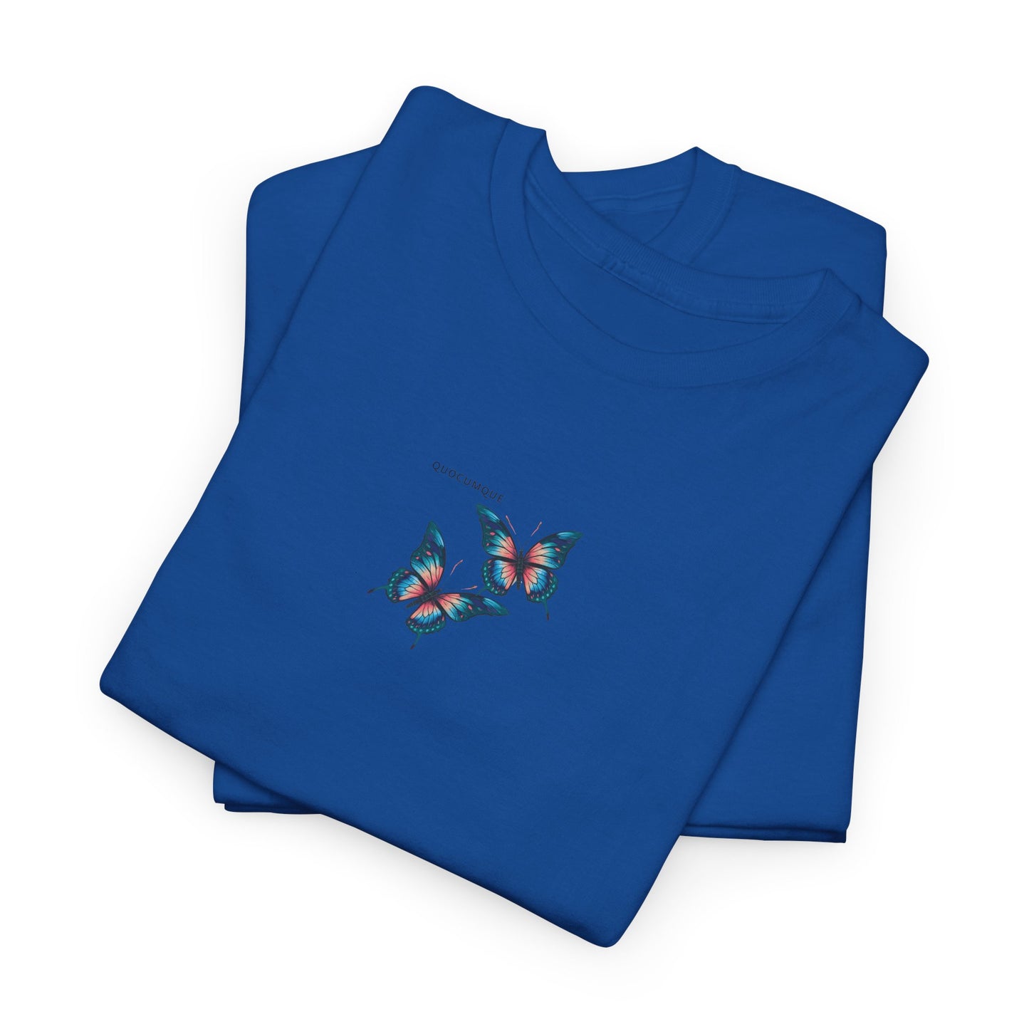 T-shirt Quocumque "Papillons", Légèreté, Les Beaux Jours, Confort Coton, Sobre, Elégant, Souvenir Unique, Cadeau, Unisexe, Esprit Voyageur