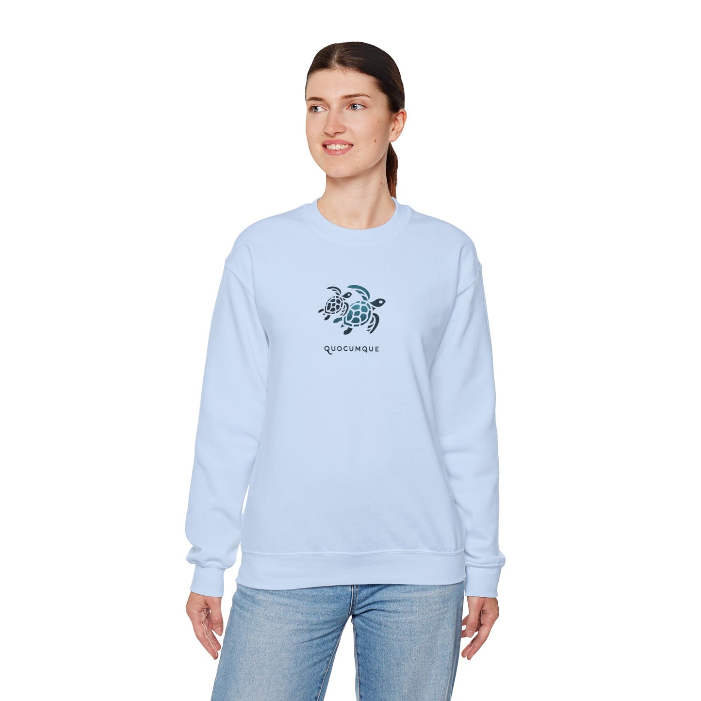 Sweat-Shirt Quocumque "Tortue Marine", Destination l'Île De La Réunion, Adulte, Homme, Femme, Sportive, Sportif, Décontracté, Élégant, Classique, Mer