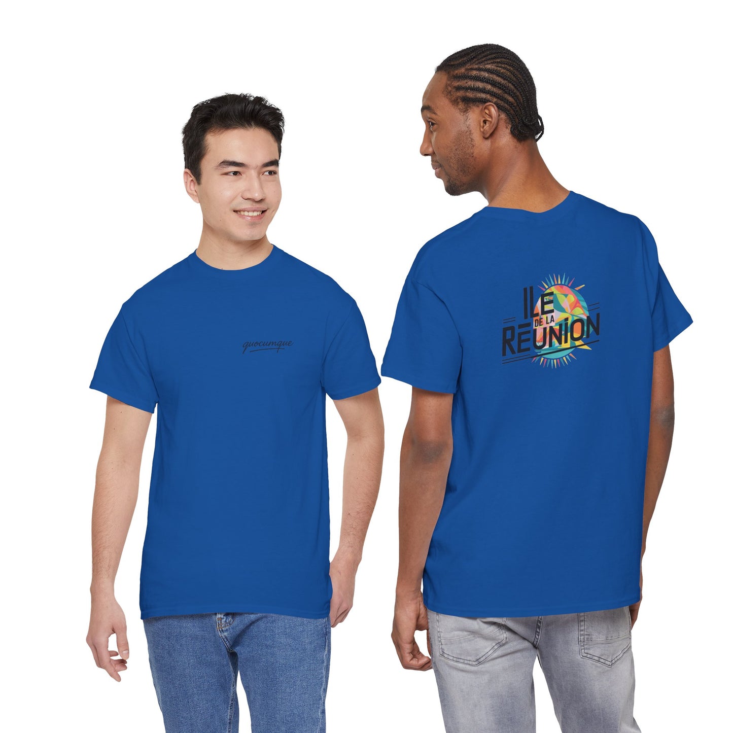 T-shirt "Île de La Réunion", Confort Coton, Sobre, Elégant, Souvenir Unique, Cadeau, Unisexe, Esprit Voyageur, Adulte