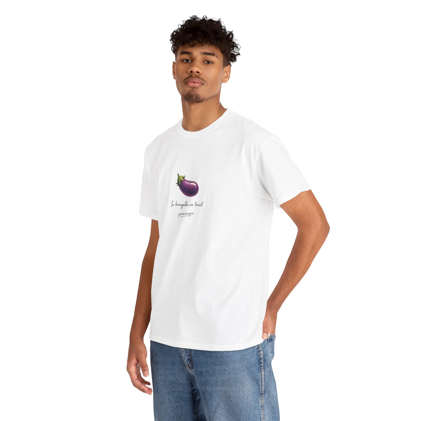 T-shirt Quocumque "Bringelle", Confort Coton, Sobre, Elégant, Souvenir Unique, Cadeau, Unisexe, Esprit Voyageur, Adulte, Espace