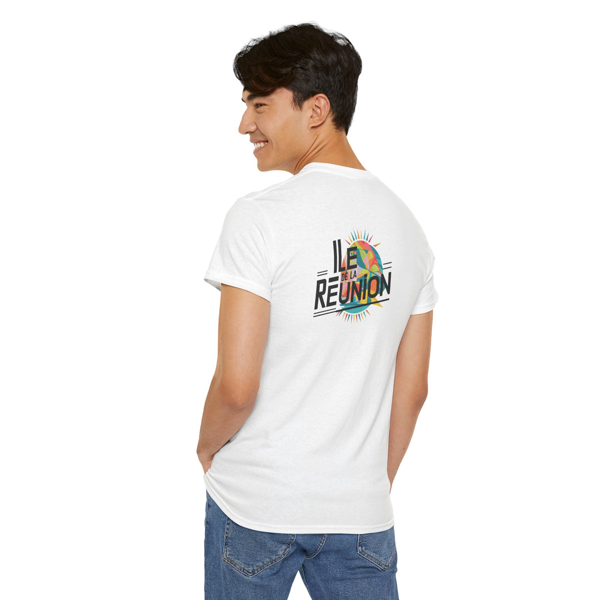 T-shirt "Île de La Réunion", Confort Coton, Sobre, Elégant, Souvenir Unique, Cadeau, Unisexe, Esprit Voyageur, Adulte