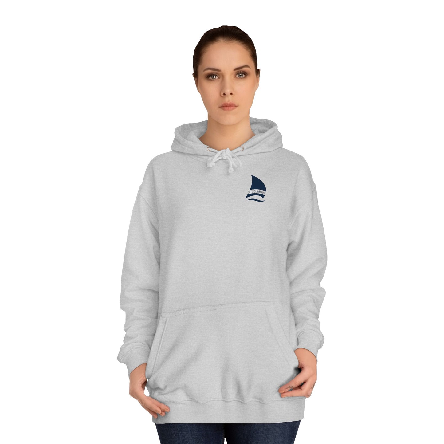 Sweat à Capuche pour Adulte QUOCUMQUE "Voile", Hoodie, Unisexe, Élégance, Sobriété, Marin, Homme, Femme, Grand Large, Mer, Océan, Régate