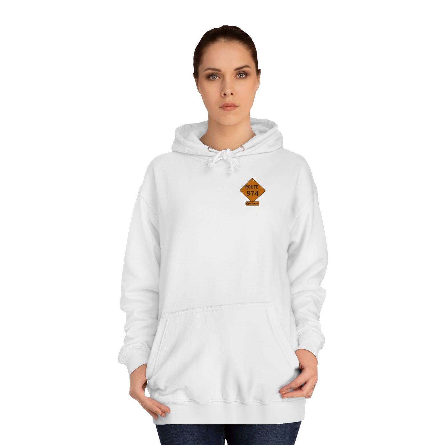 Sweat à Capuche Quocumque "Route 974",  Hoodie, Unisexe, élégance, sobriété, Adulte, Homme, Femme, Sportif, Île de La Réunion