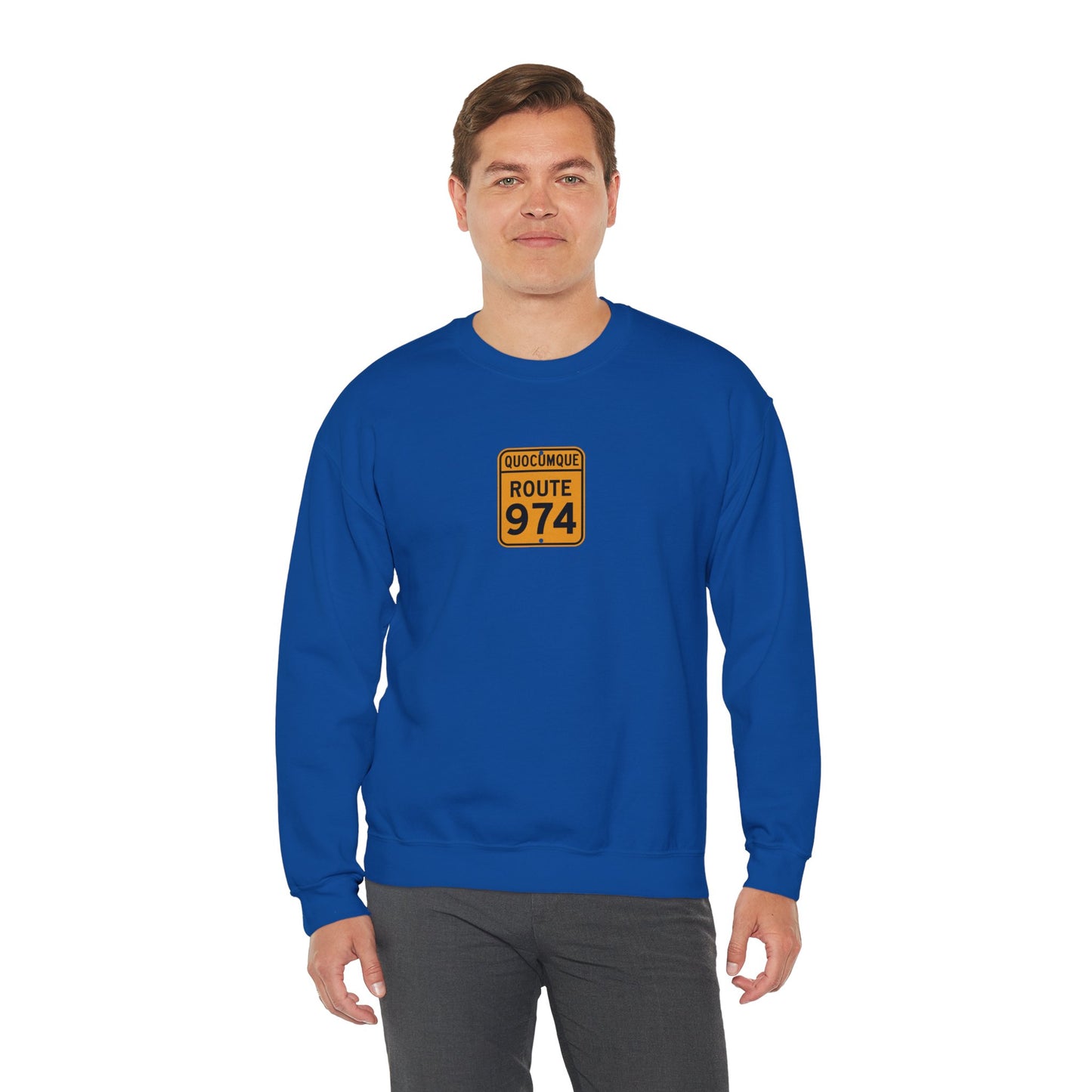 Sweat-Shirt Quocumque "Route 974", Destination l'Île De La Réunion, Adulte, Homme, Femme, Sportive, Sportif, Décontracté, Élégant, Classique,