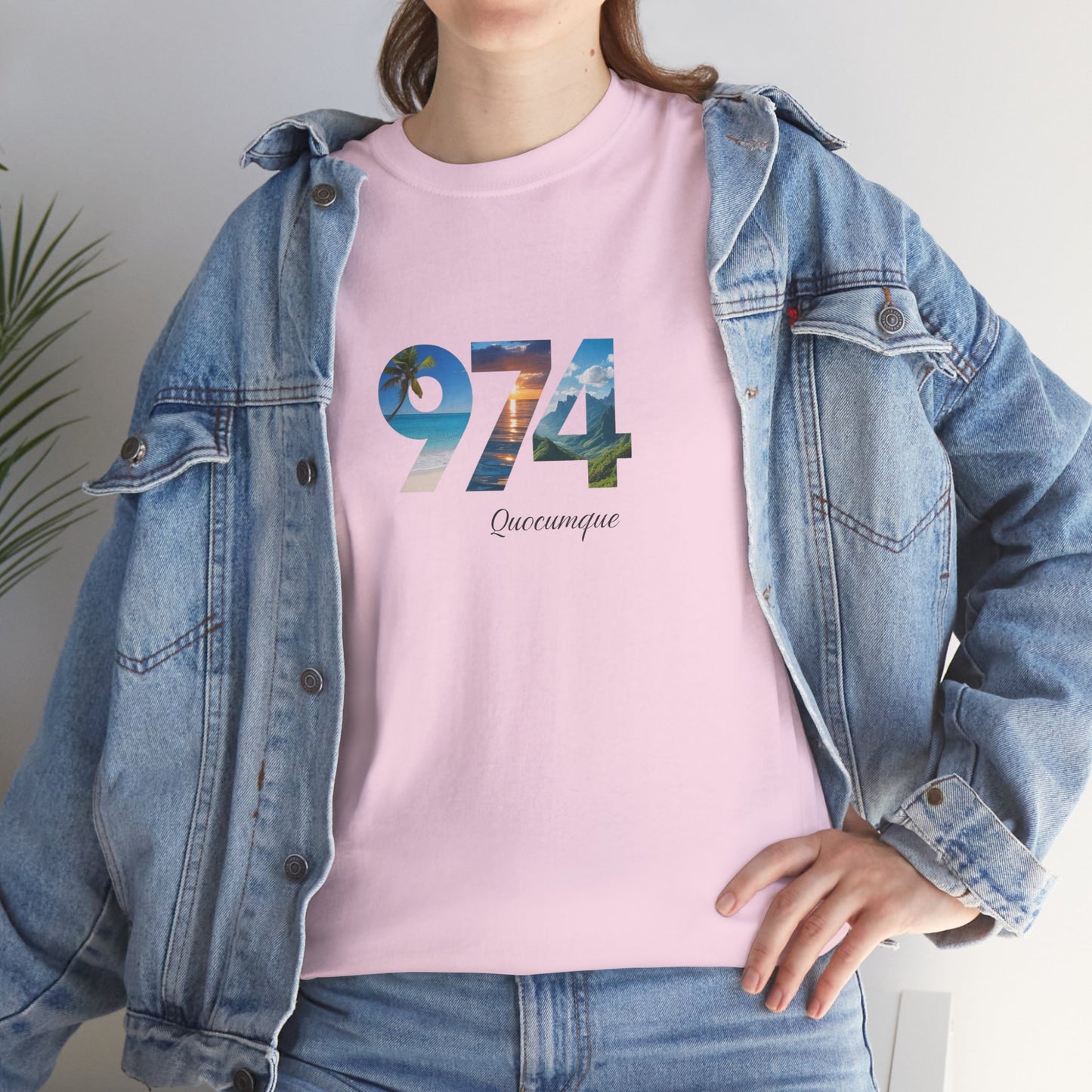 T-shirt "974", Île de La Réunion, Confort Coton, Sobre, Elégant, Souvenir Unique, Cadeau, Unisexe, Esprit Voyageur