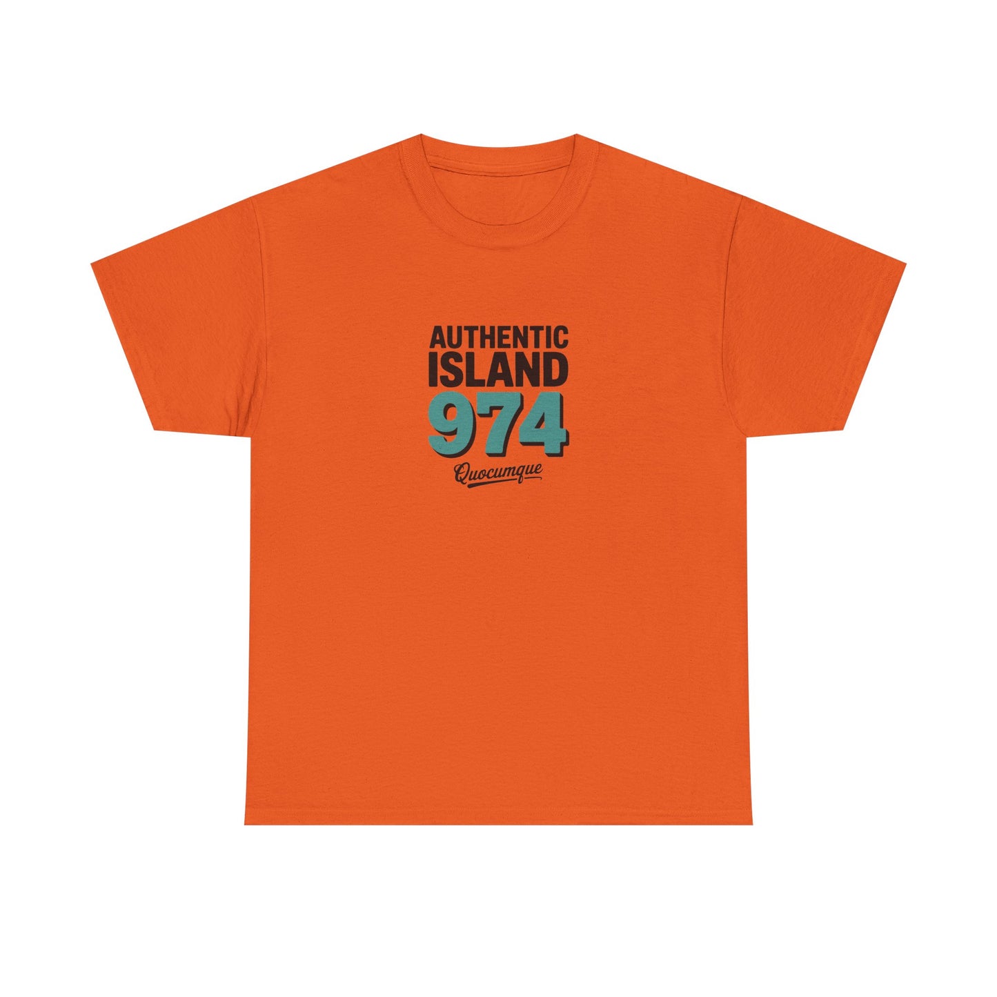 T-shirt " 974 Authentic Island ", Exotisme, Destination Île de La Réunion, Confort Coton, Sobre, Elégant, Souvenir Unique, Cadeau, Unisexe, Esprit Voyageur